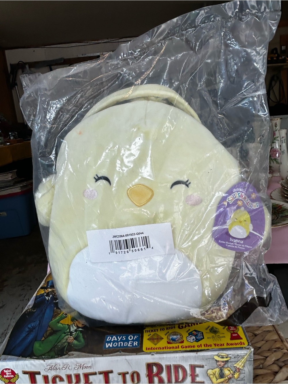 NWT Squishmallows Ivanna the Yellow Chick 12" Easter Basket Treat Pail Plush